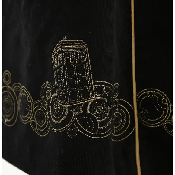 Doctor Who Hot Topic BBC Long Tardis Deep Navy Black Trench Long Coat NWT Medium - Picture 6 of 14